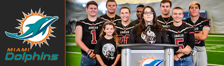 Dolphins Announcement Day 3 Draft Picks with Marjory Stoneman Douglas Football Team and Family of Aaron Feis